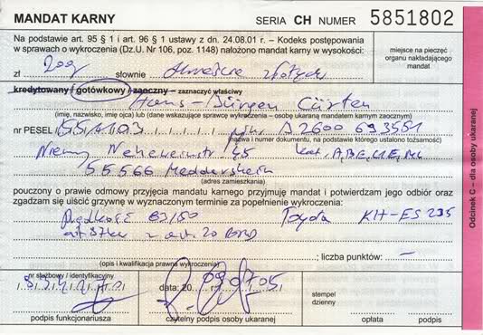 Alles hat seine Ordnung - wohin die 200 Sloty geflossen sind - keine Ahnung